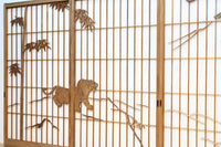 幅878ミリ 竹林の虎と龍を描いた迫力ある眺めの障子戸セット F8590 在庫4枚1組