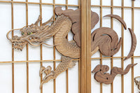 幅878ミリ 竹林の虎と龍を描いた迫力ある眺めの障子戸セット F8590 在庫4枚1組