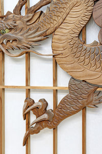 幅878ミリ 竹林の虎と龍を描いた迫力ある眺めの障子戸セット F8590 在庫4枚1組