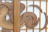 幅878ミリ 竹林の虎と龍を描いた迫力ある眺めの障子戸セット F8590 在庫4枚1組