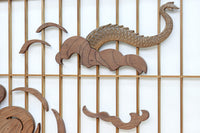 幅878ミリ 竹林の虎と龍を描いた迫力ある眺めの障子戸セット F8590 在庫4枚1組