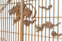 幅878ミリ 竹林の虎と龍を描いた迫力ある眺めの障子戸セット F8590 在庫4枚1組