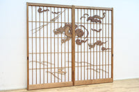 幅878ミリ 竹林の虎と龍を描いた迫力ある眺めの障子戸セット F8590 在庫4枚1組