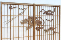 幅878ミリ 竹林の虎と龍を描いた迫力ある眺めの障子戸セット F8590 在庫4枚1組