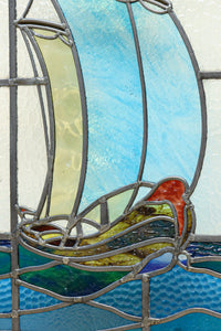 幅888ミリ 柔らかな色使いで描く美しい眺めのガラス戸 F8591 在庫1枚