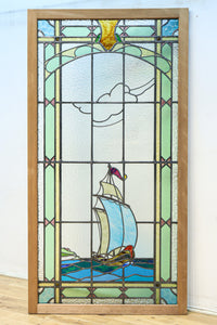 幅888ミリ 柔らかな色使いで描く美しい眺めのガラス戸 F8591 在庫1枚