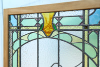 幅888ミリ 柔らかな色使いで描く美しい眺めのガラス戸 F8591 在庫1枚