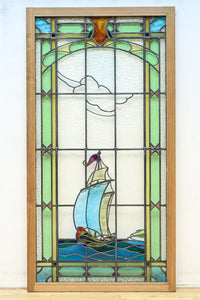 幅888ミリ 柔らかな色使いで描く美しい眺めのガラス戸 F8591 在庫1枚