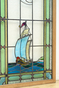 幅888ミリ 柔らかな色使いで描く美しい眺めのガラス戸 F8591 在庫1枚