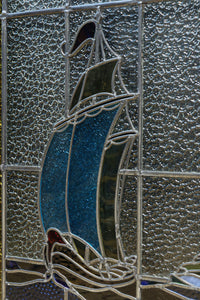 幅888ミリ 柔らかな色使いで描く美しい眺めのガラス戸 F8591 在庫1枚