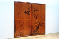 鷹と雉と梅の縁起良い板絵戸セット F8593 在庫2枚1組