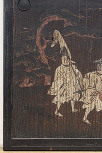 幅860ミリ 東海道から望む富士を描いたのか風情漂う素晴らしい板絵戸セット F8594 在庫2枚1組