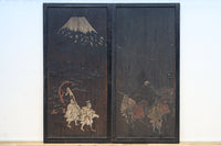 幅860ミリ 東海道から望む富士を描いたのか風情漂う素晴らしい板絵戸セット F8594 在庫2枚1組