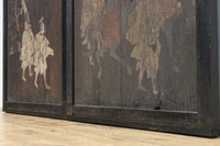 幅860ミリ 東海道から望む富士を描いたのか風情漂う素晴らしい板絵戸セット F8594 在庫2枚1組