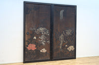 幅860ミリ 東海道から望む富士を描いたのか風情漂う素晴らしい板絵戸セット F8594 在庫2枚1組