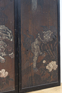 幅860ミリ 東海道から望む富士を描いたのか風情漂う素晴らしい板絵戸セット F8594 在庫2枚1組