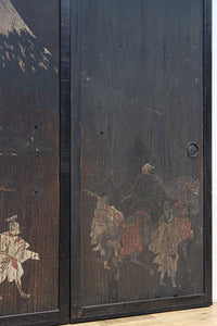 幅860ミリ 東海道から望む富士を描いたのか風情漂う素晴らしい板絵戸セット F8594 在庫2枚1組