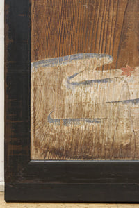 幅888ミリ 二羽の小鳥がもみじの周りで戯れる板絵戸 F8595 在庫1枚