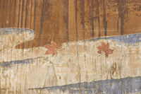 幅888ミリ 二羽の小鳥がもみじの周りで戯れる板絵戸 F8595 在庫1枚