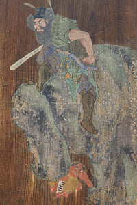 幅888ミリ 二羽の小鳥がもみじの周りで戯れる板絵戸 F8595 在庫1枚