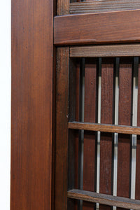 稀少幅1100ミリ 縦格子と結霜ガラスの小窓が上品な幅広大阪格子戸 F8596 在庫4枚