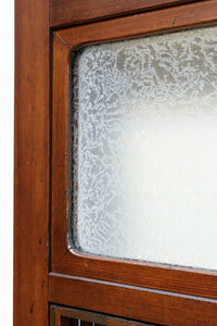 稀少幅1100ミリ 縦格子と結霜ガラスの小窓が上品な幅広大阪格子戸 F8596 在庫4枚