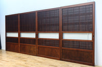 稀少幅1100ミリ 縦格子と結霜ガラスの小窓が上品な幅広大阪格子戸 F8596 在庫4枚