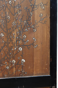 牡丹と白梅の花で上品な板絵戸セット F8602b 在庫2枚1組