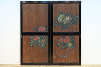 牡丹と白梅の花で上品な板絵戸セット F8602b 在庫2枚1組