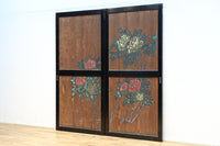 牡丹と白梅の花で上品な板絵戸セット F8602b 在庫2枚1組