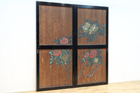 牡丹と白梅の花で上品な板絵戸セット F8602b 在庫2枚1組