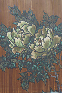 牡丹と白梅の花で上品な板絵戸セット F8602b 在庫2枚1組