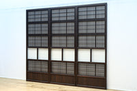 幅668ミリ スリム幅!! 繊細な格子と幾何学模様の型ガラスが華やかな大阪格子戸 F8604 在庫3枚