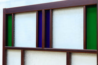 昭和レトロ!! 色ガラスの配色が爽やかなガラス戸 F8613 在庫2枚