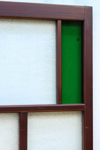 昭和レトロ!! 色ガラスの配色が爽やかなガラス戸 F8613 在庫2枚