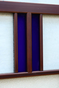 昭和レトロ!! 色ガラスの配色が爽やかなガラス戸 F8613 在庫2枚