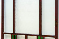 昭和レトロ!! 色ガラスの配色が爽やかなガラス戸 F8613 在庫2枚