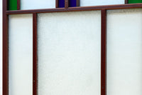 昭和レトロ!! 色ガラスの配色が爽やかなガラス戸 F8613 在庫2枚