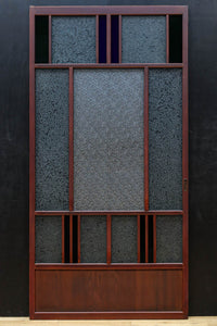 昭和レトロ!! 色ガラスの配色が爽やかなガラス戸 F8613 在庫2枚