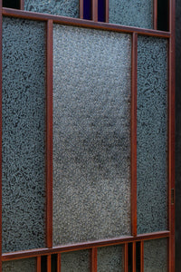 昭和レトロ!! 色ガラスの配色が爽やかなガラス戸 F8613 在庫2枚