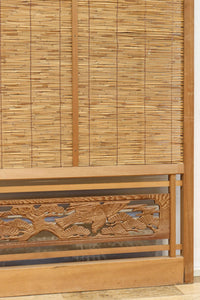 幅673ミリ スリム幅!! 縁起の良い松鷹の彫刻が風情漂う簾戸 F8614 在庫8枚