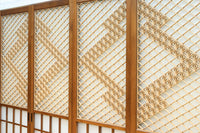 幅670ミリ 麻の葉組子が絢爛な眺めを描くガラス戸セット F8615 在庫2枚二組