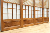 幅670ミリ 麻の葉組子が絢爛な眺めを描くガラス戸セット F8615 在庫2枚二組