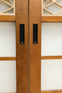 幅670ミリ 麻の葉組子が絢爛な眺めを描くガラス戸セット F8615 在庫2枚二組