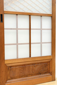 幅670ミリ 麻の葉組子が絢爛な眺めを描くガラス戸セット F8615 在庫2枚二組