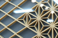 幅670ミリ 麻の葉組子が絢爛な眺めを描くガラス戸セット F8615 在庫2枚二組