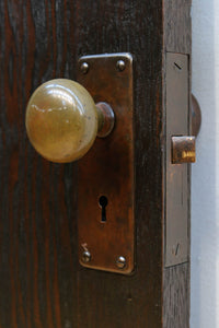 幅763ミリ スリム幅!! 古色の色彩にダイヤガラス煌めくガラス戸 F8737 在庫1枚