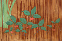 高さ1982ミリ 裏表で異なる草花を描いた趣きある杉一枚板絵戸 F8755 在庫2枚1組
