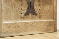 幅850ミリ 稀少幅!! 古色が加わった風合い豊かな木地色の総欅格子蔵戸 G2550