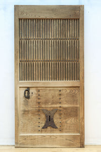 幅850ミリ 稀少幅!! 古色が加わった風合い豊かな木地色の総欅格子蔵戸 G2550